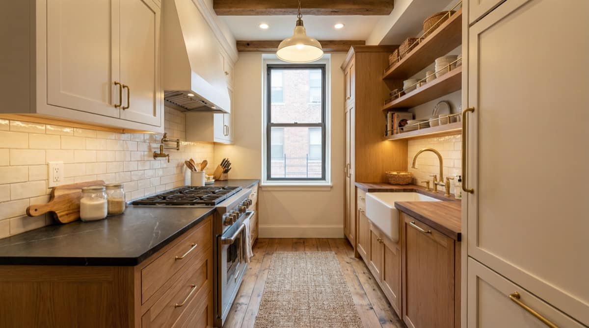 Farmhouse Warm AI kitchen redesign preview