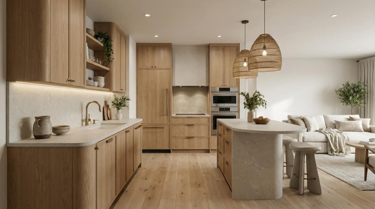 Organic Modern Oak AI kitchen redesign preview